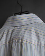 "HERMES" Multi-stripe pattern hand-sewn nuance cotton shirt