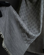 "GUCCI" GGpattern silk blend fringe stole