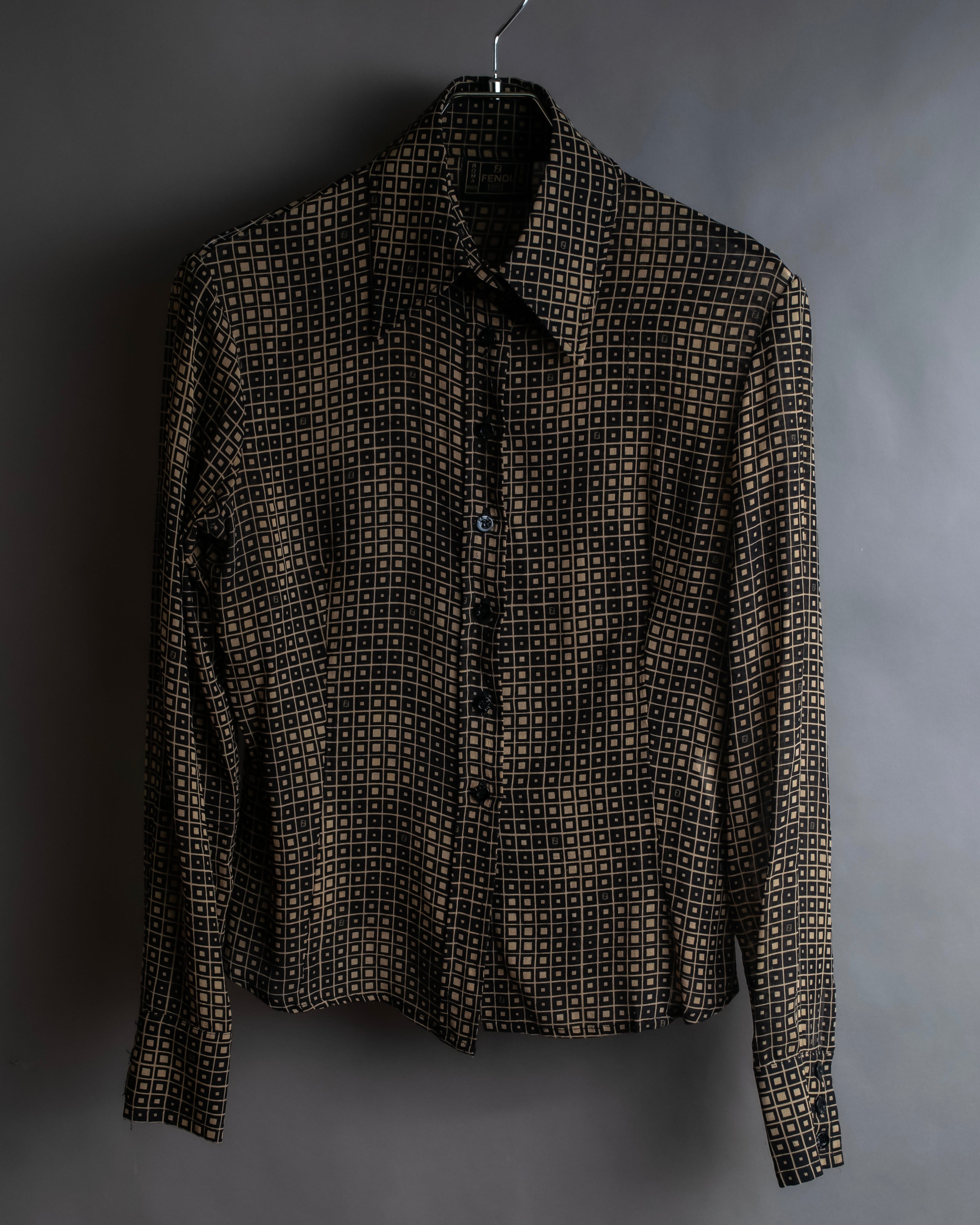 "FENDI" Geometric pattern logo printed shirt