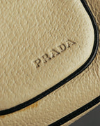 "PRADA" 90's-00's Cream pebbled leather shoulder bag