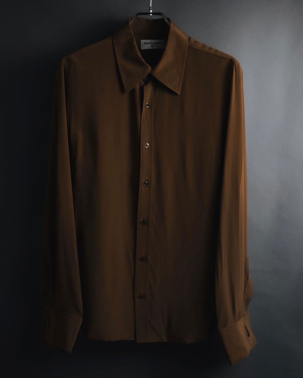 "SAINT LAURENT" 2021AW silk crepe de chine french-cuff shirt