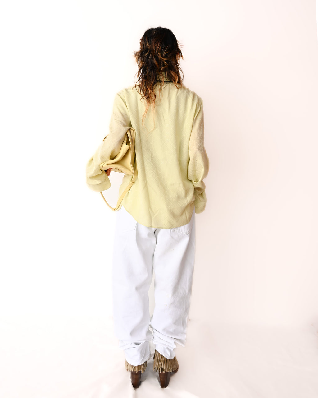 GUCCI/ GG Pattern Designed Silk Shirt Yellow
