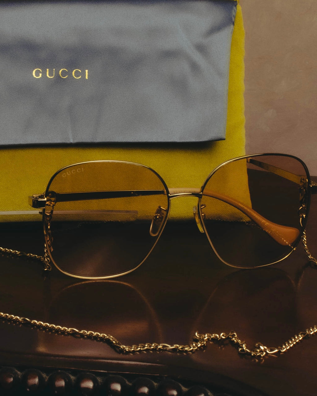 -SPECIAL- “GUCCI” 2016-2022 chain detailed oversized sunglasses