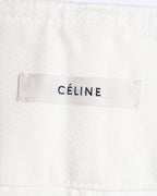 CÉLINE by Phoebe Philo/ Metal Hook Detail Denim Wrap Skirt White