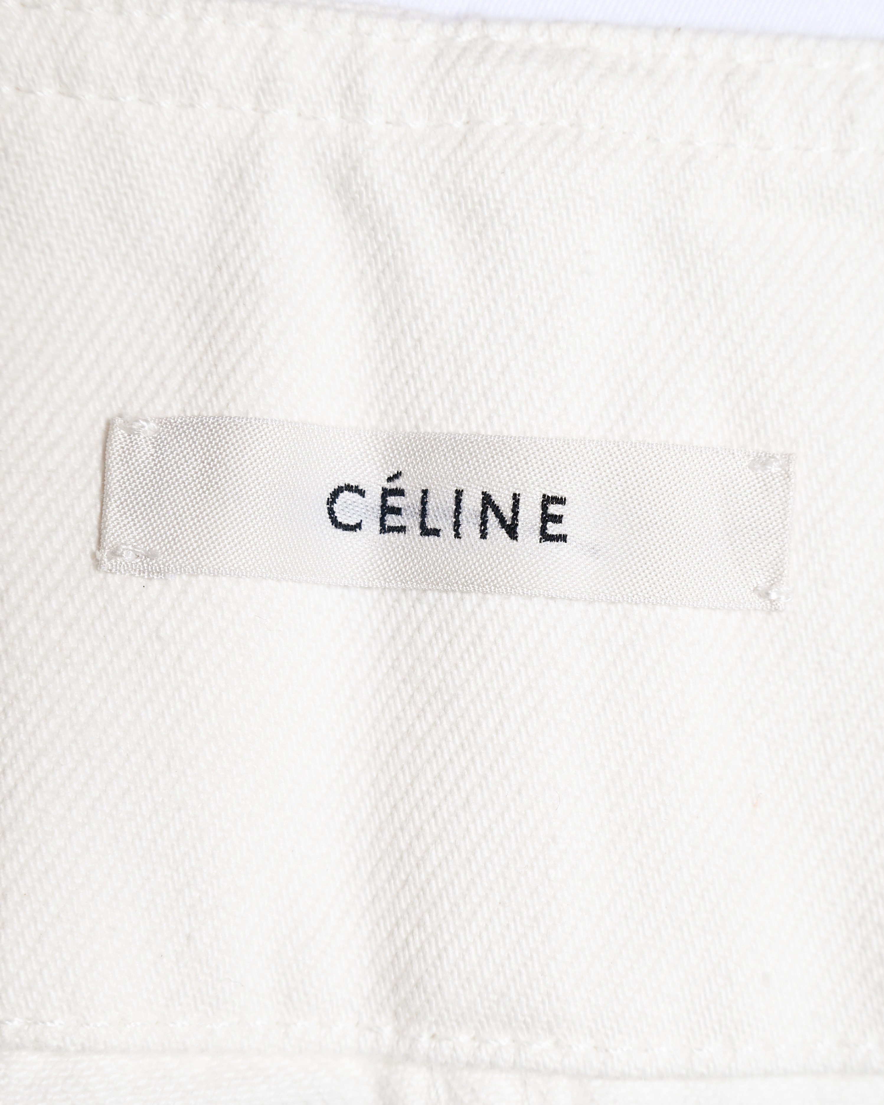 CÉLINE by Phoebe Philo/ Metal Hook Detail Denim Wrap Skirt White
