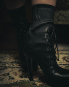 –SPECIAL– "Miu Miu" 00's–10's Sculptural platform lace up ankle boots