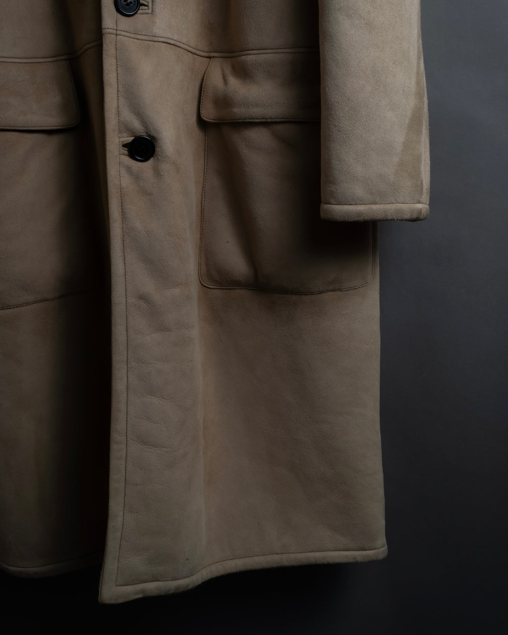 -SPECIAL- "LOEWE" 90's-10's Fur collar cordero lambskin long coat