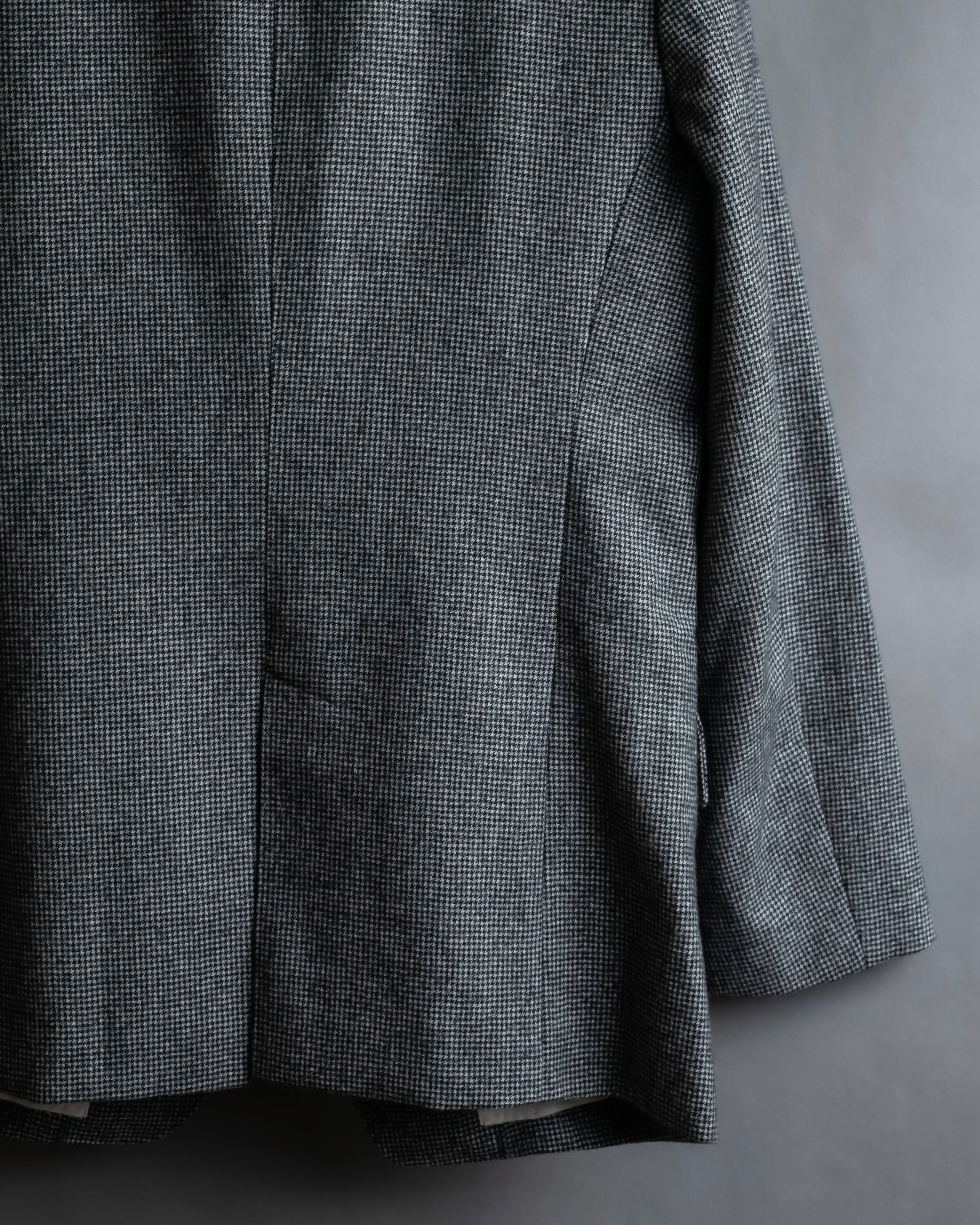 "Whim Gazette" Houndstooth pattern shaped tailored jacket