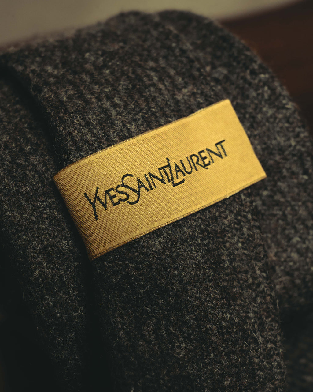-SPECIAL- "Yves Saint Laurent" 90's-00's Charcoal grey wool textured knit tie