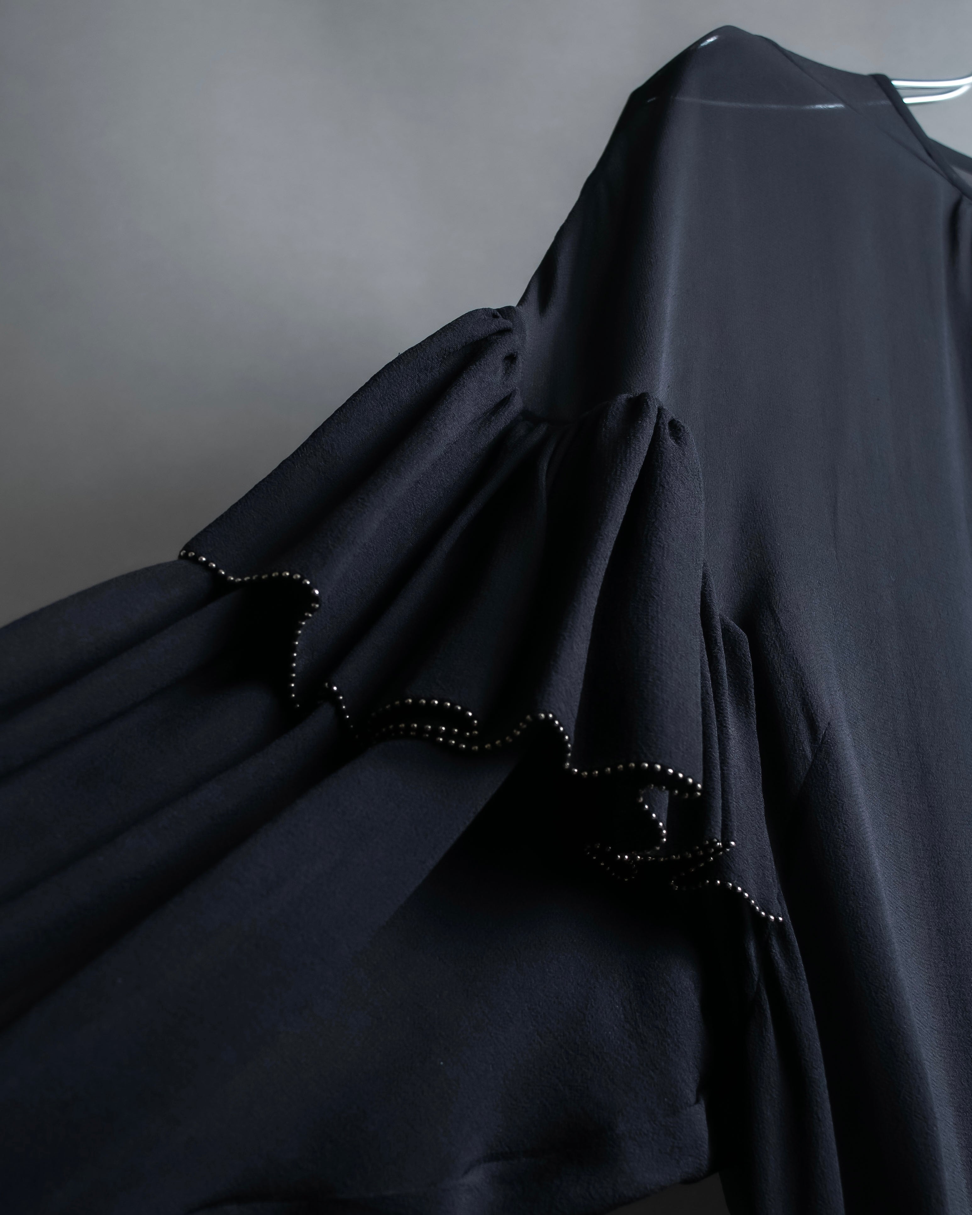 "DRIES VAN NOTTEN" Gather tiered design sheer black dress