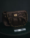 "Salvatore Ferragamo" 2000’s gathered metallic leather ball-link shoulder bag