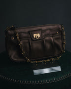 "Salvatore Ferragamo" 2000’s gathered metallic leather ball-link shoulder bag