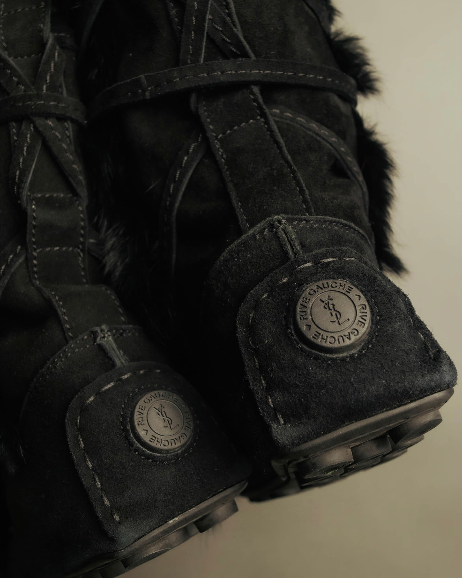 “YVES SAINT LAURENT“ Fur trimmed suede winter boots