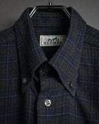“HERMES” 90’s–00’s Windowpane cotton button down shirt