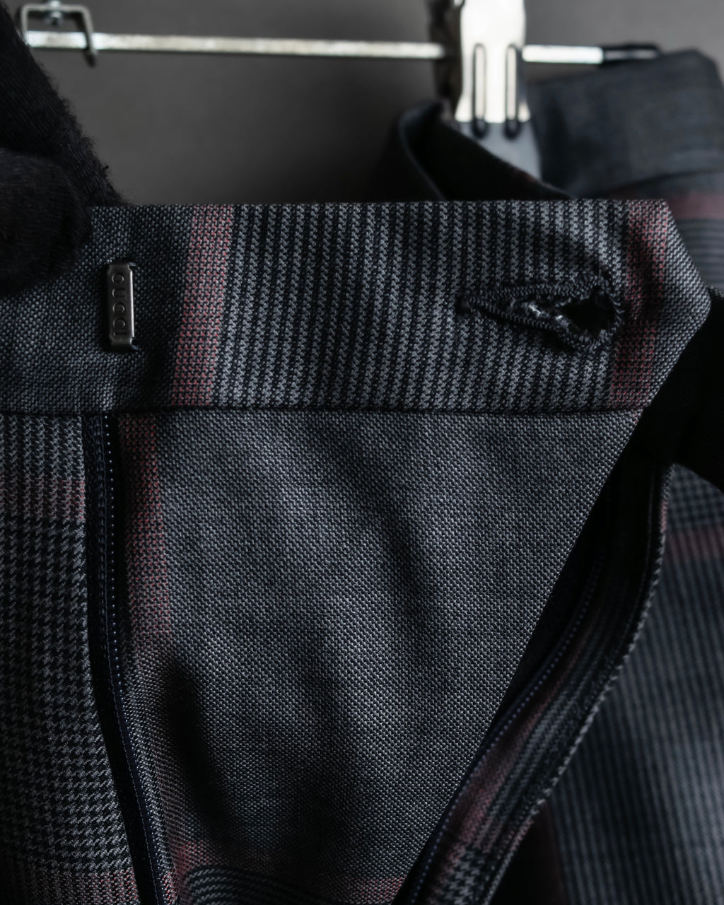 "GUCCI" Glen plaid wool wide tapered slacks