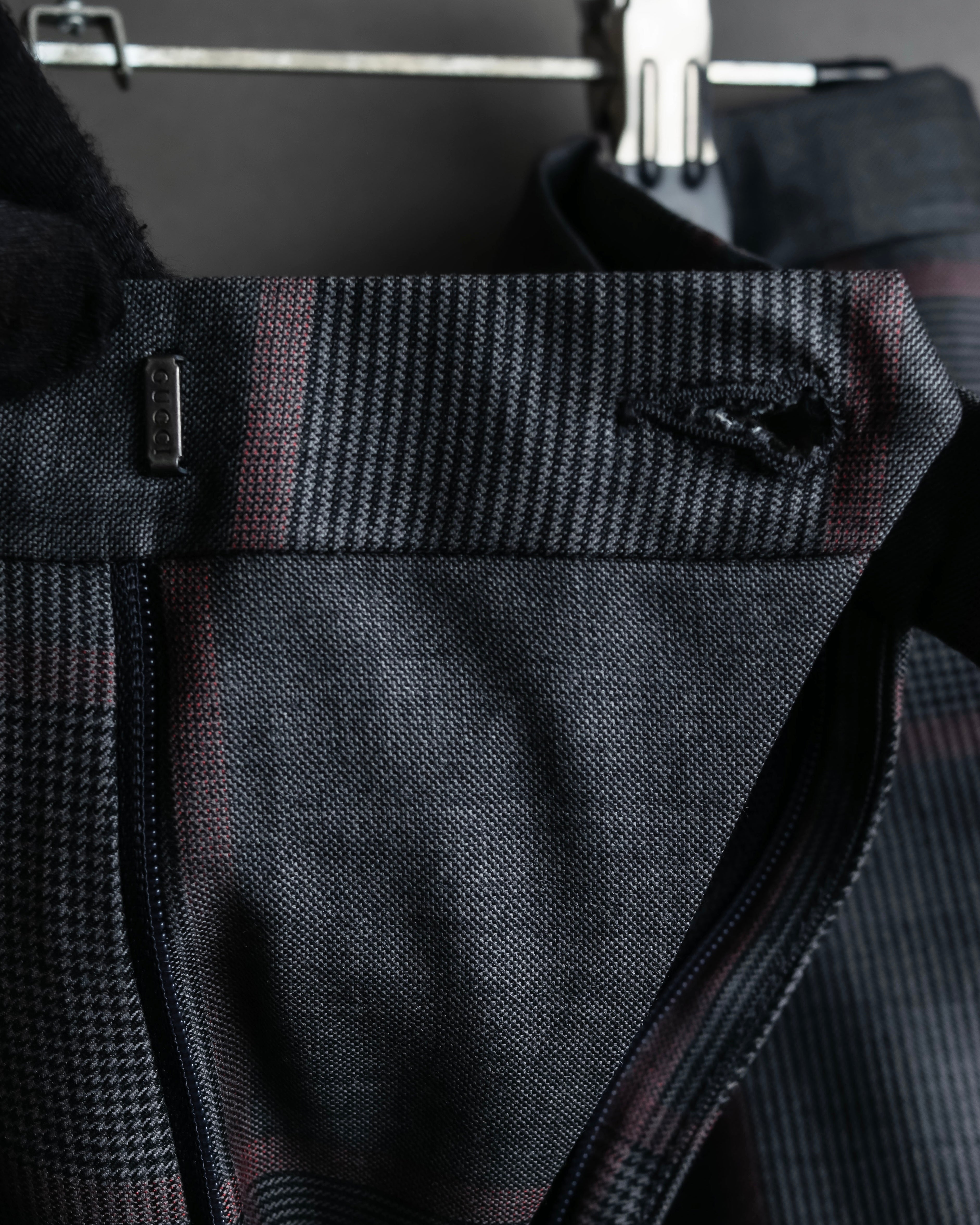 "GUCCI" Glen plaid wool wide tapered slacks