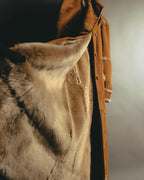 “DKNY” 90’s-00’s Italian shearling paneled long coat