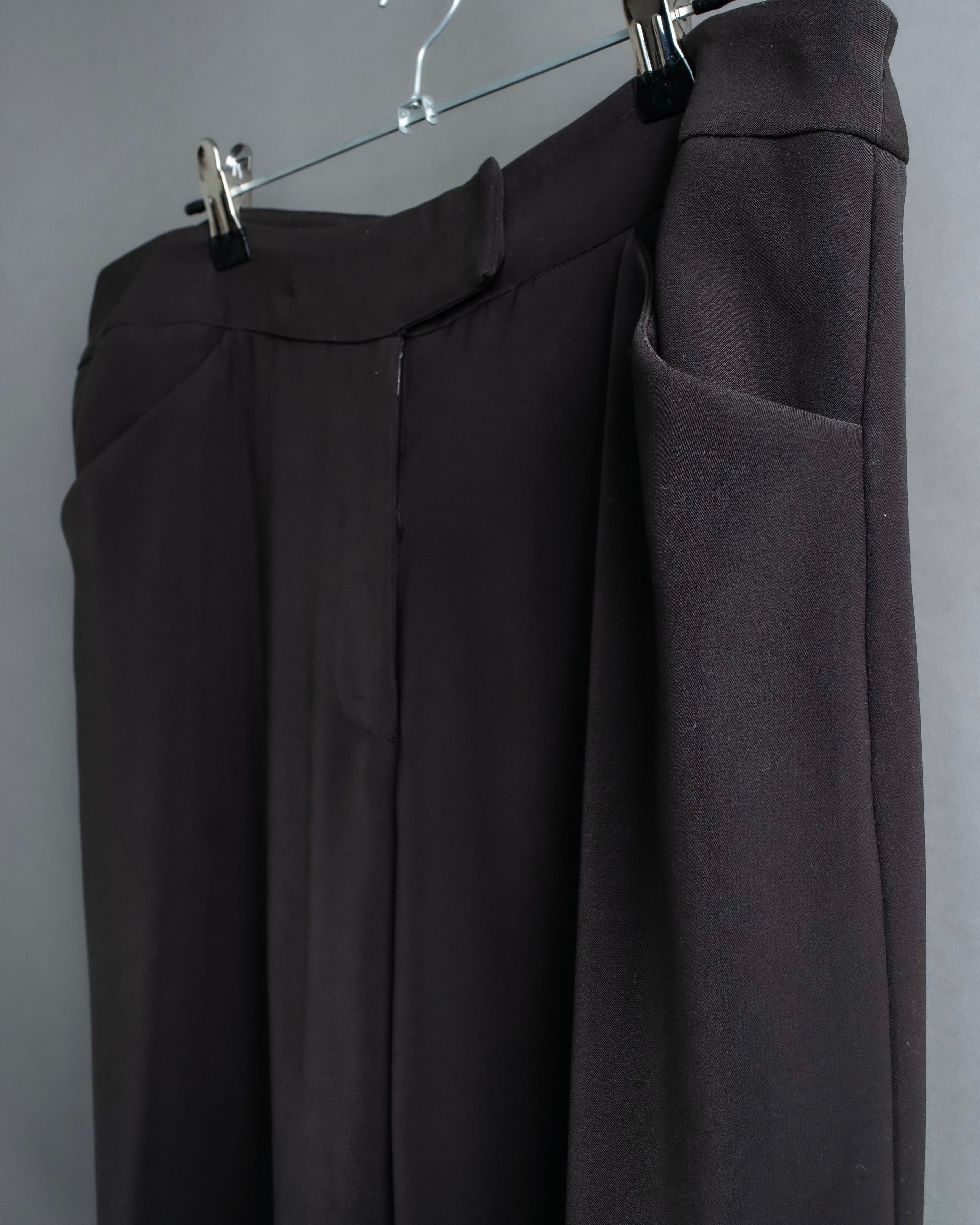 "GIORGIO ARMANI" Soft texture  brown wide slacks
