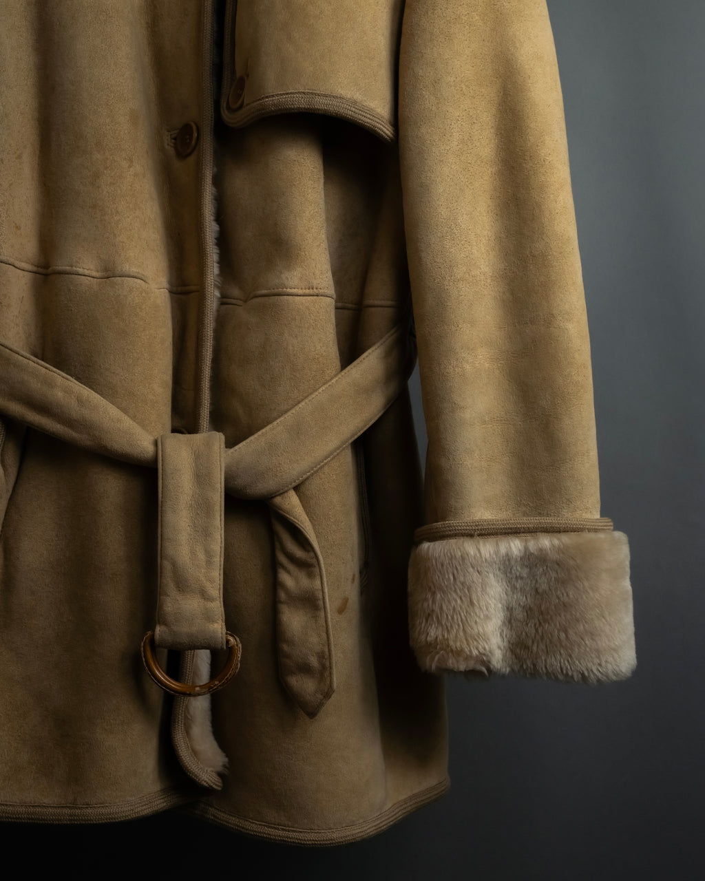 "LOEWE" 90's Panel-switched design mouton shearling coat