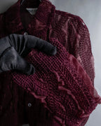 "robe de chambre COMME des GARCONS" Cable knit sheer shirt collar cardigan