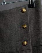"CHANEL" Side button design pleated flared skirt
