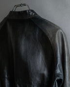 "PAUL SMITH" 100% sheep skin no collar leather jacket