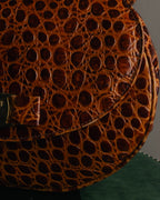 -SPECIAL- "Salvatore Ferragamo" 90's Glossy crocodile pattern shoulder bag