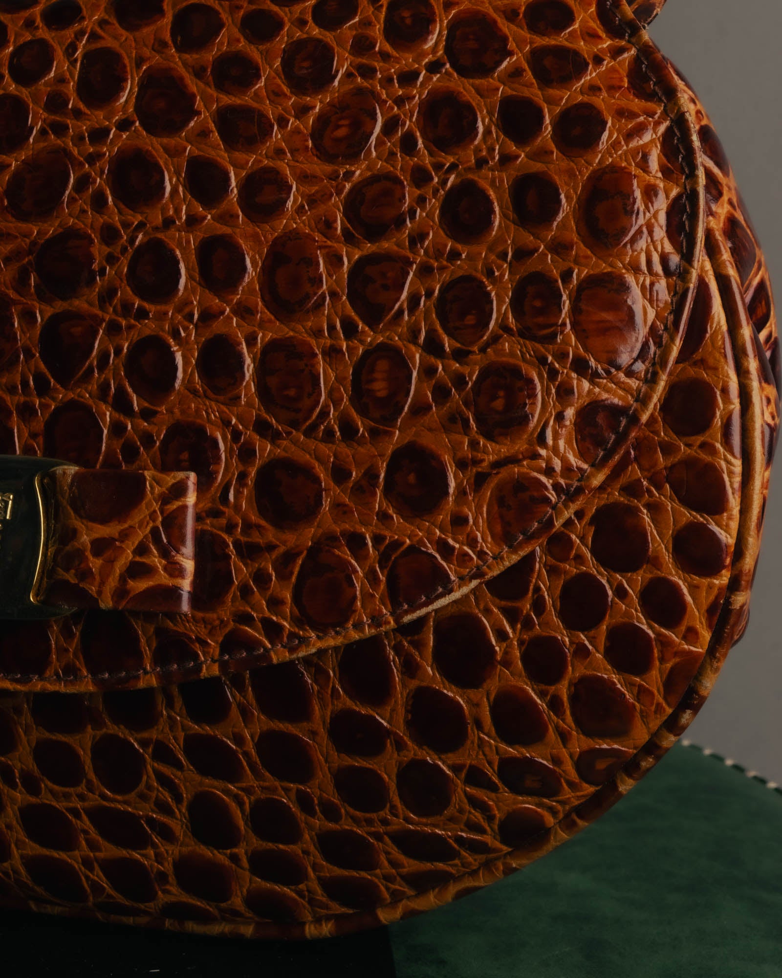 -SPECIAL- "Salvatore Ferragamo" 90's Glossy crocodile pattern shoulder bag