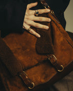 -SPECIAL- "Yves Saint Laurent" 00's Luxurious shearling double buckle messenger bag