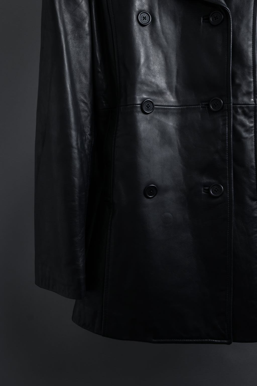 "COACH" Double-breasted panel work design leather coat