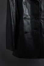 "COACH" Double-breasted panel work design leather coat