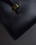 "Christian Dior" Structured flap design gold clasp leather bag