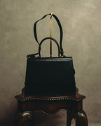 "Salvatore Ferragamo" 80's-90's Structured leather top handle bag