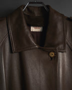 -SPECIAL- "LOEWE" 80’s Military detail stencil leather coat