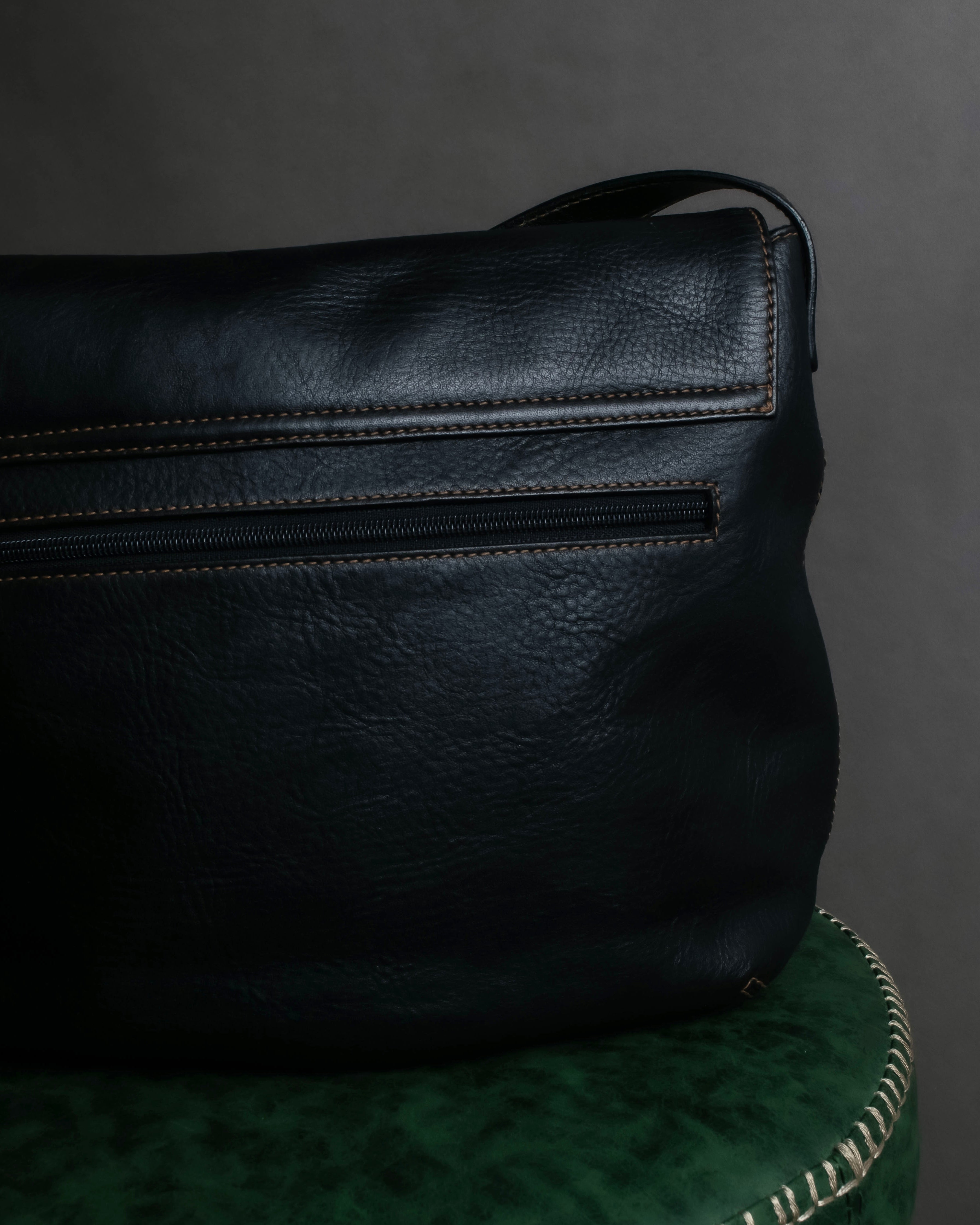 "Ralph Lauren" Saddle＆stirrup motif grained leather shoulder bag