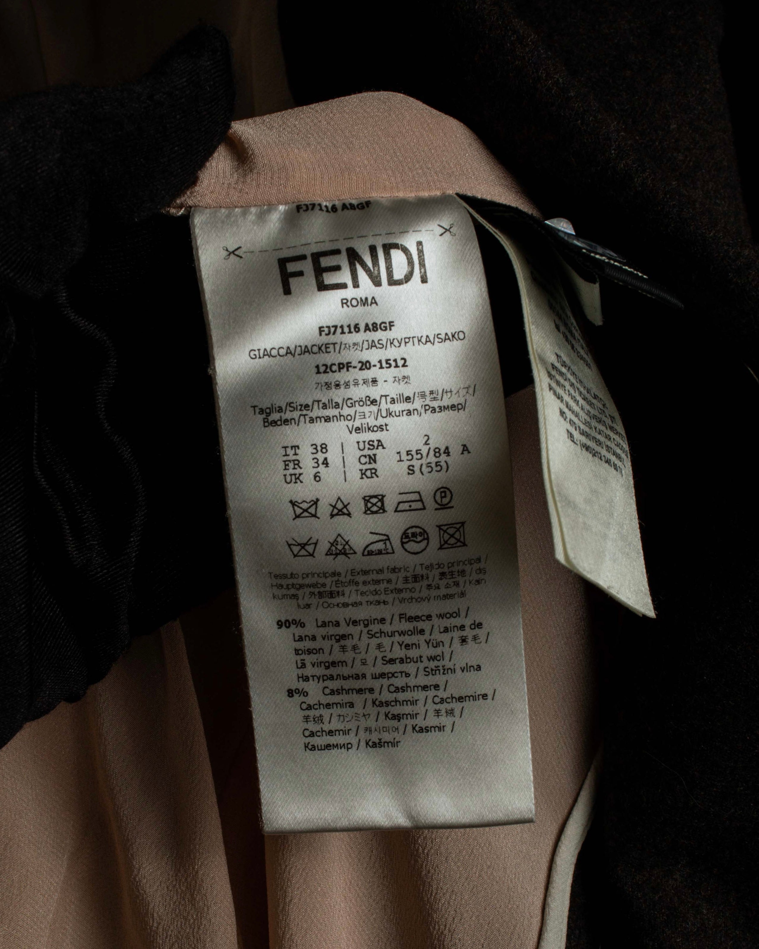 "FENDI" Double-breasted heavy duty wool flannel jacket