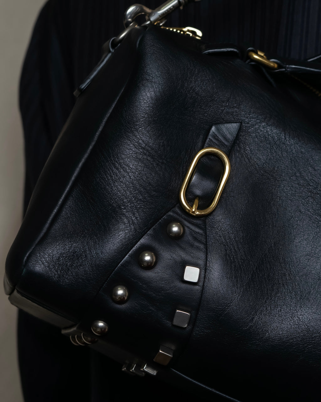 "CELINE" Various studs horizontal leather 2way bag