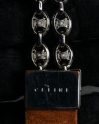 "CELINE" Oval link chain design leather combination belt