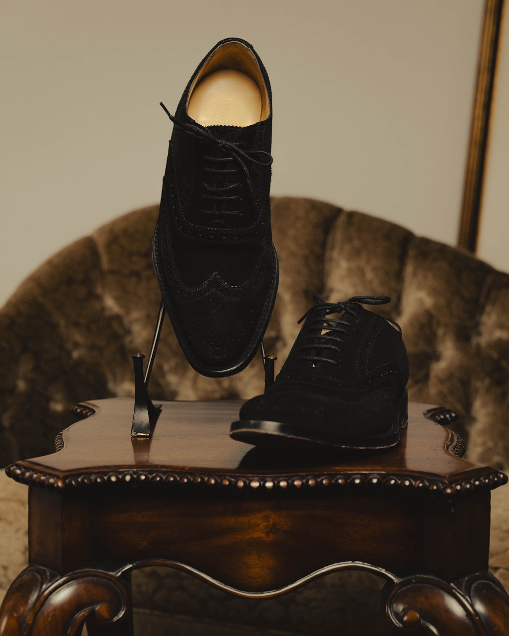 "DOLCE & GABBANA" 00's-10's Black suede wingtip oxford shoes