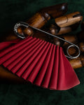 "LOEWE" Red pleated motif safety pin brooch