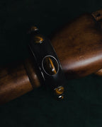 "Bottega Veneta" 2006-2012 ebony and sterling silver tiger eye bangle