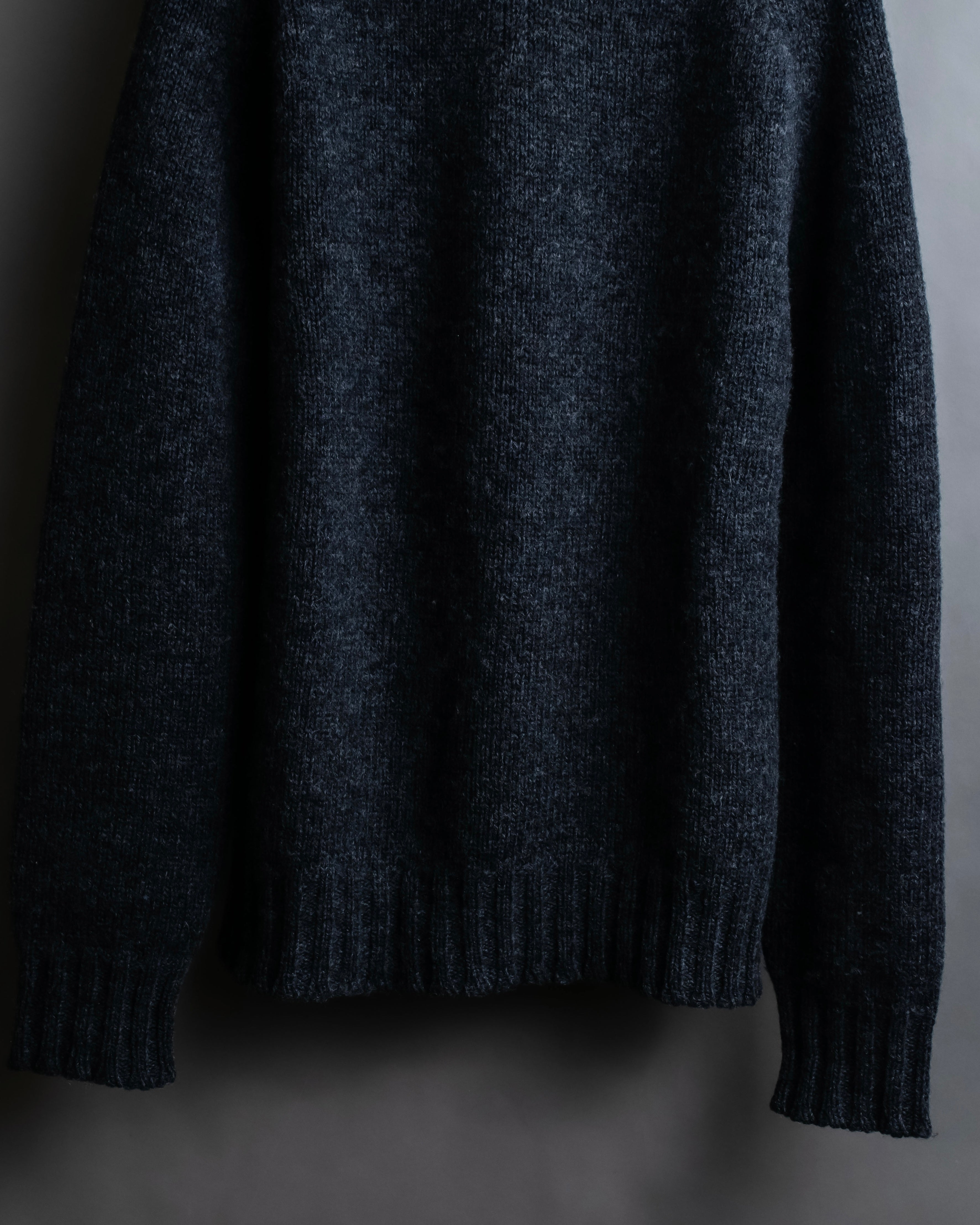 "Saint Laurent" Long-haired wool charcoal tone knit pullover