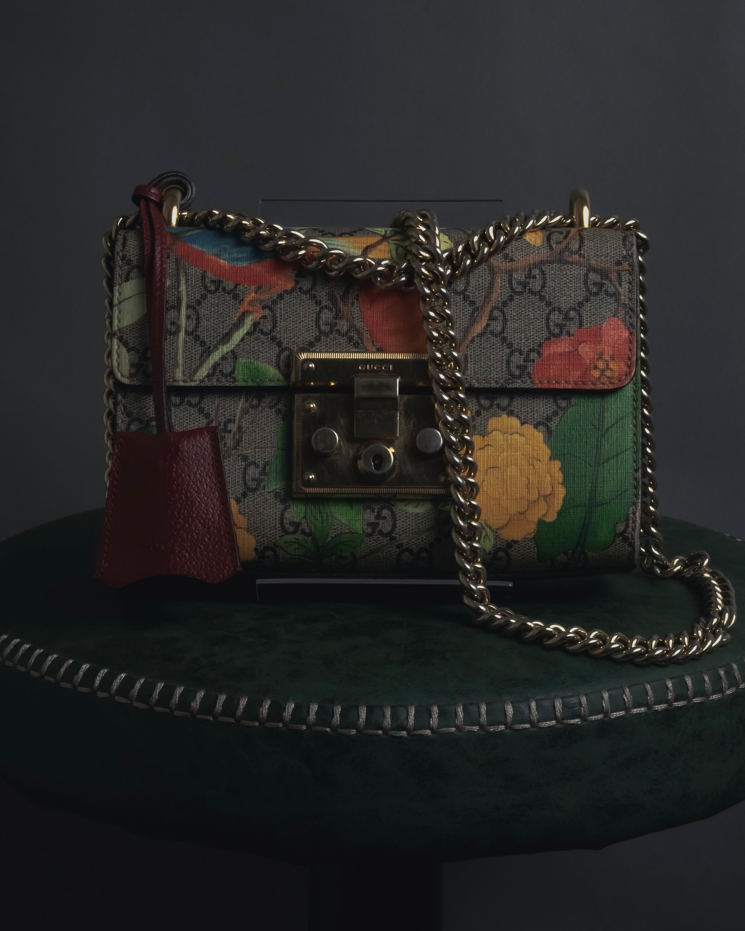 -SPECIAL- "GUCCI" Michele-era floral padlock design chain shoulder bag