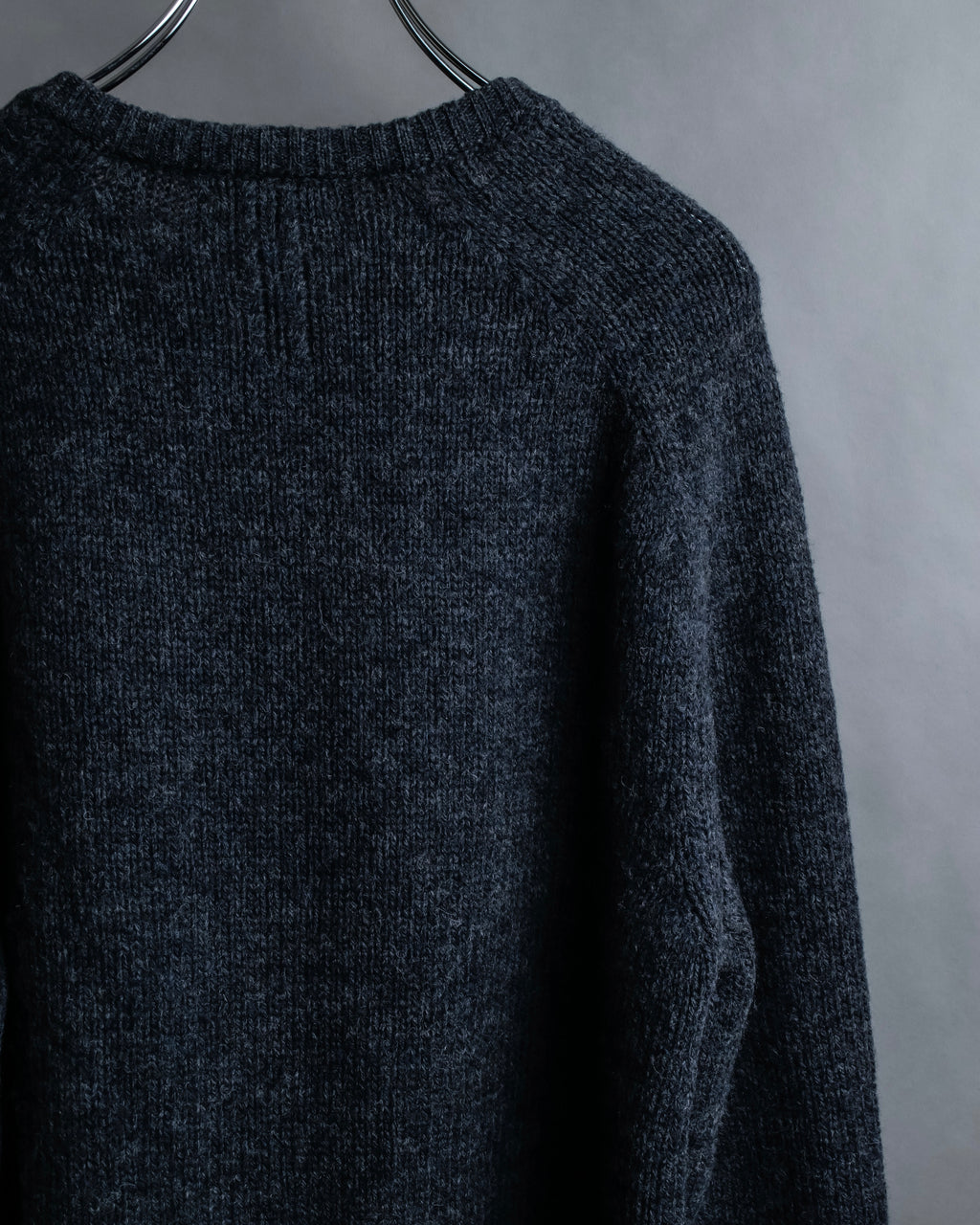 "Saint Laurent" Long-haired wool charcoal tone knit pullover