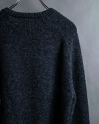 "Saint Laurent" Long-haired wool charcoal tone knit pullover