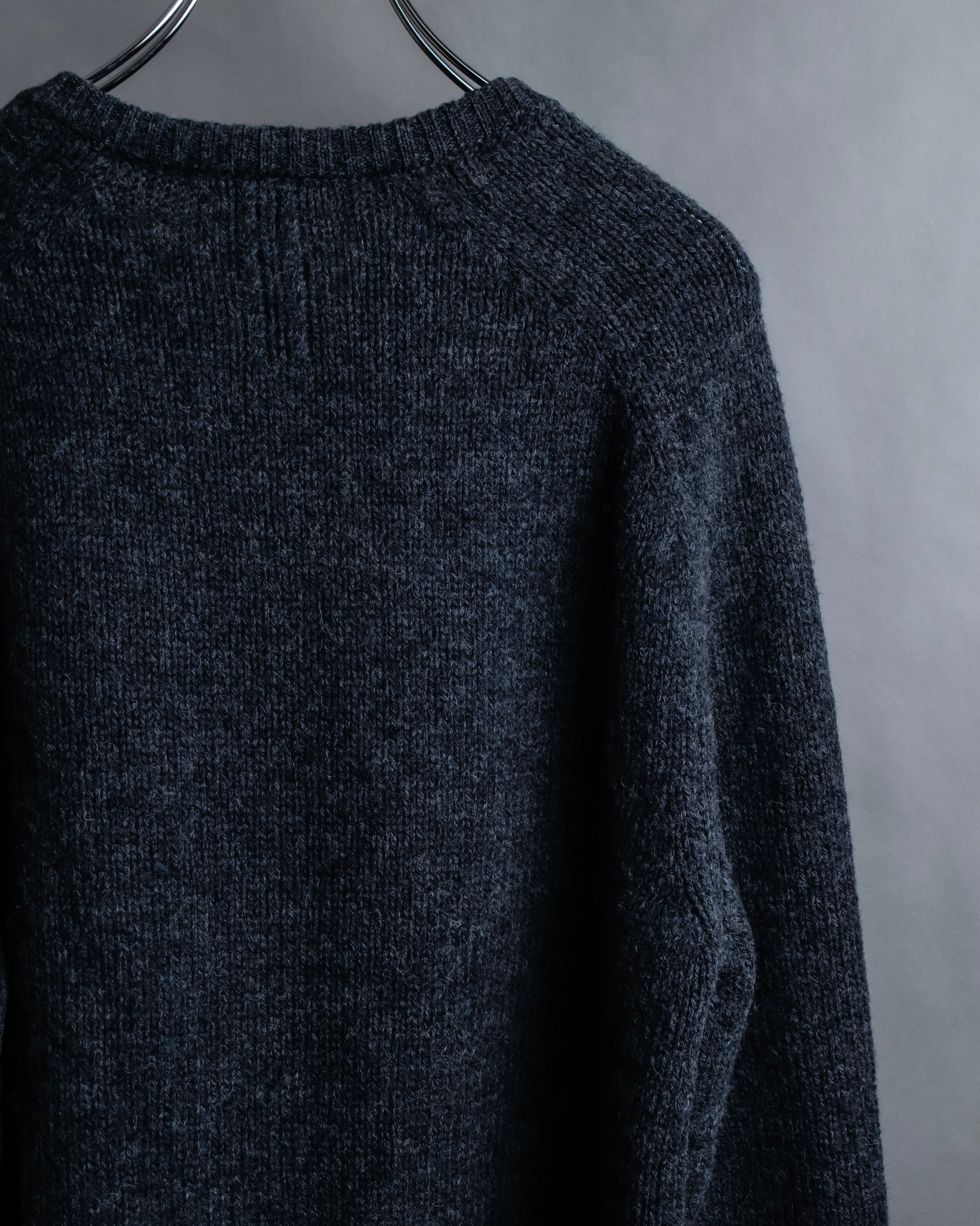 "Saint Laurent" Long-haired wool charcoal tone knit pullover