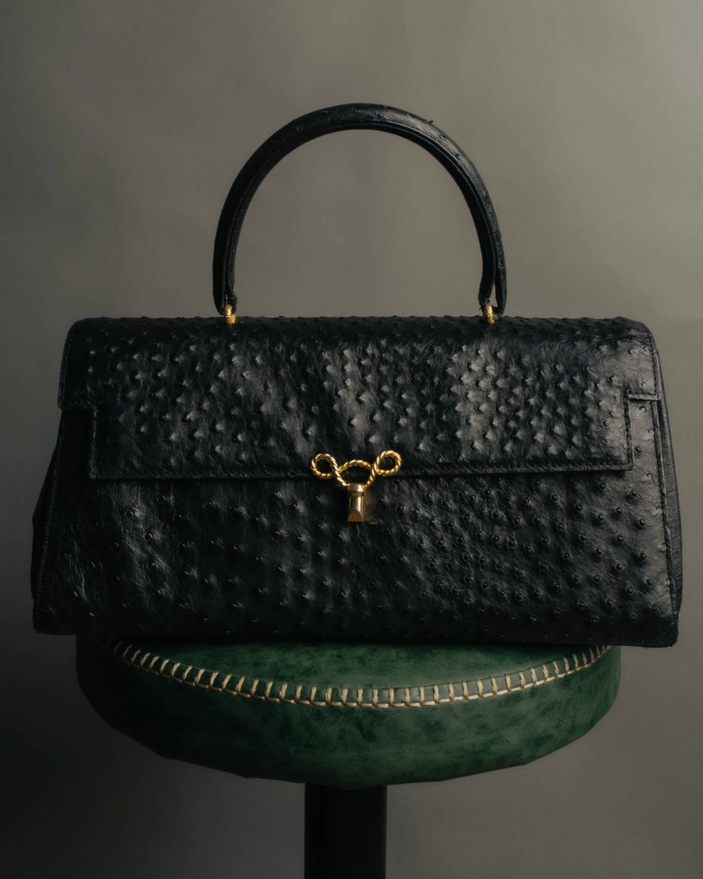 “Jardin des Sacs” 80’s-90’s Ostrich leather top handle bag