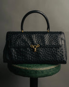 “Jardin des Sacs” 80’s-90’s Ostrich leather top handle bag