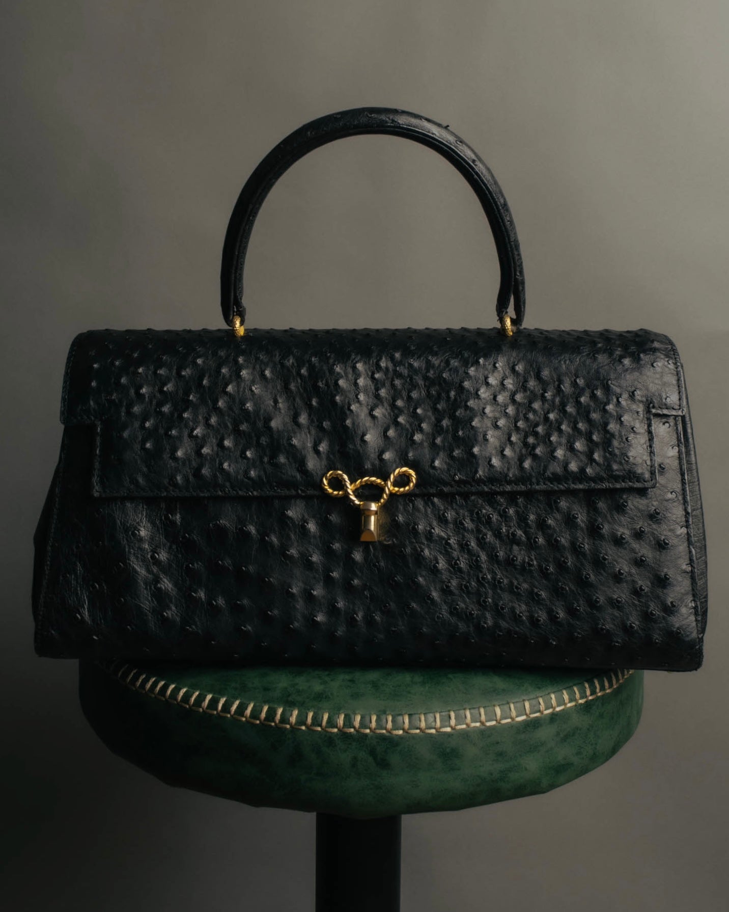 “Jardin des Sacs” 80’s-90’s Ostrich leather top handle bag