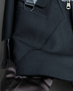 "GIORGIO ARMANI" Riders detail leather switching jacket